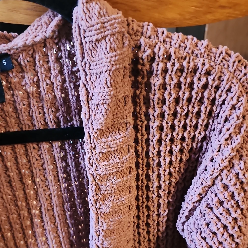 moon & madison Textured Knit Cardigan - Mauve With Pockets! - Picture 3 of 8